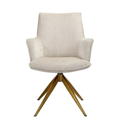 Richmond Interiors Chenille Drehstuhl Dakota mit Armlehnen | beige
