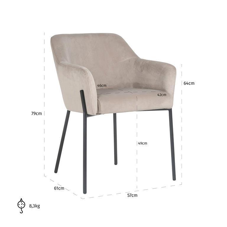 Richmond Interiors Samt-Armlehnstuhl Fay | Khaki