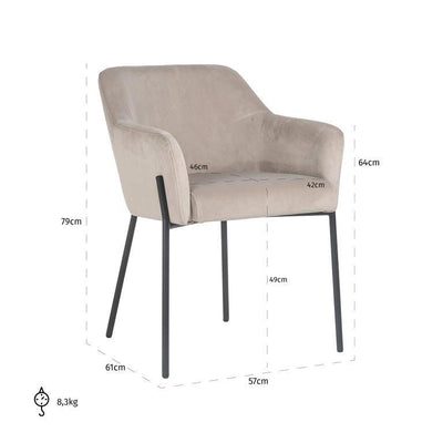 Richmond Interiors Samt-Armlehnstuhl Fay | Khaki
