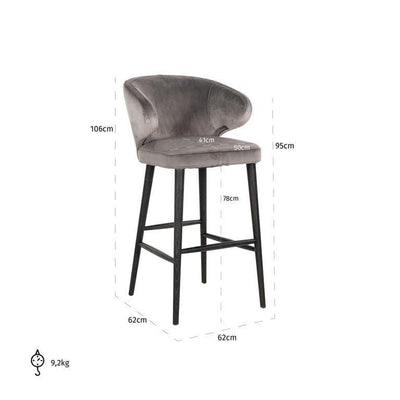 Richmond Interiors Samt-Barhocker Indigo | Stone