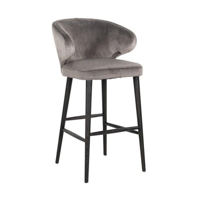 Richmond Interiors Samt-Barhocker Indigo | Stone