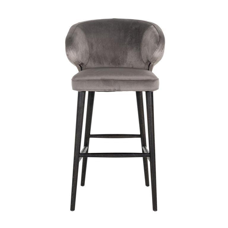 Richmond Interiors Samt-Barhocker Indigo | Stone