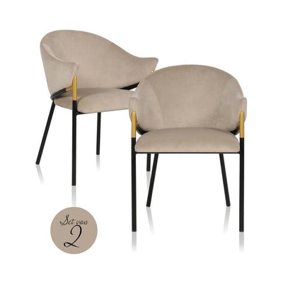 Richmond Interiors Samtstuhl Jocasta 2er Set | Khaki
