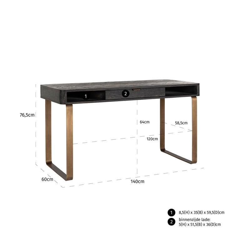 Richmond Interiors Schreibtisch Blackbone | brass